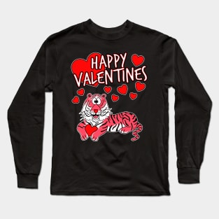 Happy Valentines Day 2022 Tiger Animal Lover Long Sleeve T-Shirt